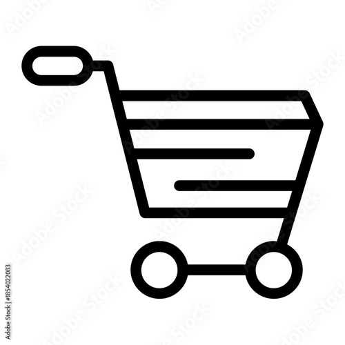 Line style e-commerce icon of shopping cart representing online purchase.