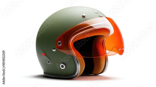 Vintage Motorcycle Helmet: A close-up shot of a stylish vintage motorcycle helmet, its classic design and protective features are highlighted, against a pristine background.