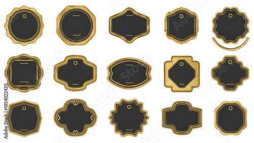 Luxury Gold Vector Badge and Seal Collection for Premium Product Packaging with Elegant Tags and Symmetrical Decorative Frames.svg
