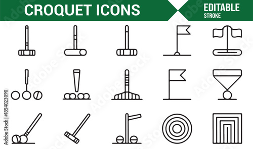 Croquet game symbols for outdoor recreation and sports graphics