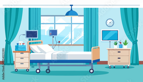 Hospital room interior with medical equipment