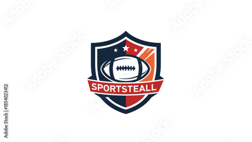 American Football Shield Logo with Sportsteall Text.