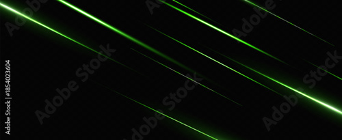 Vector illustration in green color. Set of lighting effects. Glare and flashes. Bright rays of light. Glowing lines. Vector illustration. Dust.Neon