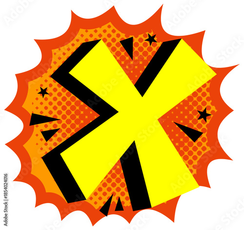 Yellow X Icon Illustration. Editable Color Vector