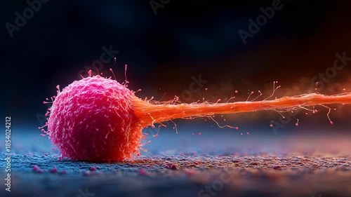 A vivid and detailed depiction of a dynamic interaction between an ovum and a sperm cell, showcasing the intricate biological process of fertilization in stunning close-up.