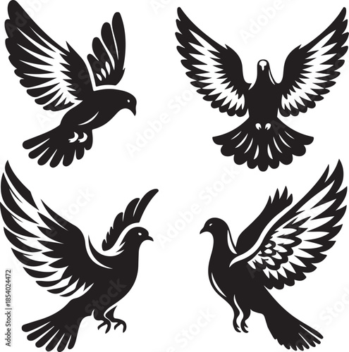 Pigeon icon silhouette vector with white background