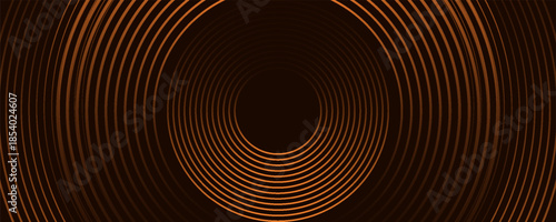 3D brown lines techno abstract background overlap layer on dark space with circles shapes effect decoration. Modern graphic design element stripes style concept for web banner, card, or brochure cover