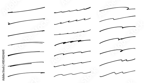 ラフな手描きアンダーラインセット ベクター素材