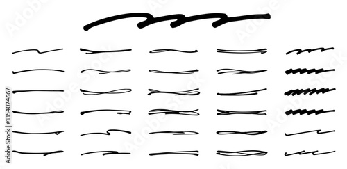 ラフな手描きアンダーラインセット ベクター素材
