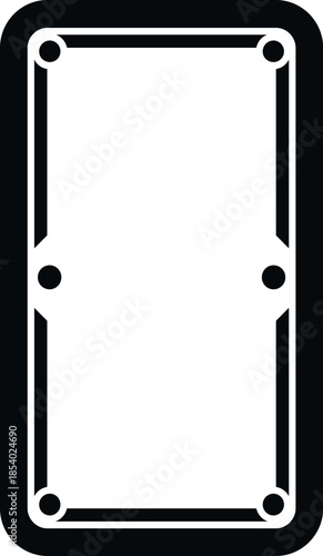 Billiard table icon representing cue sport game in black and white