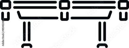 Scaffolding structure providing temporary support for building work, showing a linear outline icon