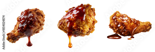 Delicious fried chicken drumsticks with sauce transparent background food photography studio setting