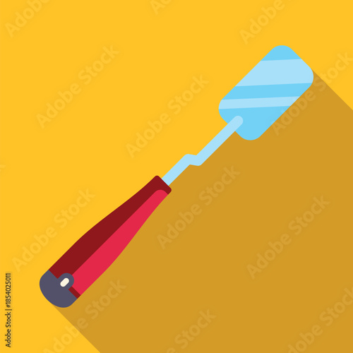 Kitchen spatula icon displaying a cooking utensil with a red handle and blue head