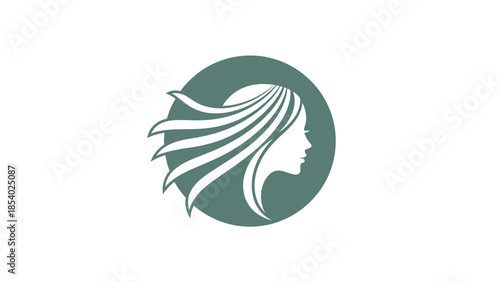 Elegant Silhouette of a Womans Profile with Flowing Hair.