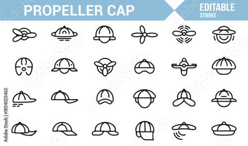 Modern thin line propeller hat icons