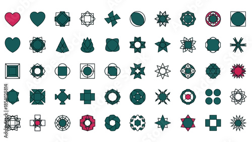 Diverse Collection of Geometric and Floral Vector Icons for Design Projects