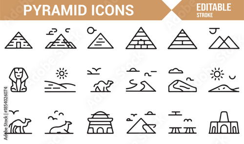 Travel and heritage pyramid symbol set