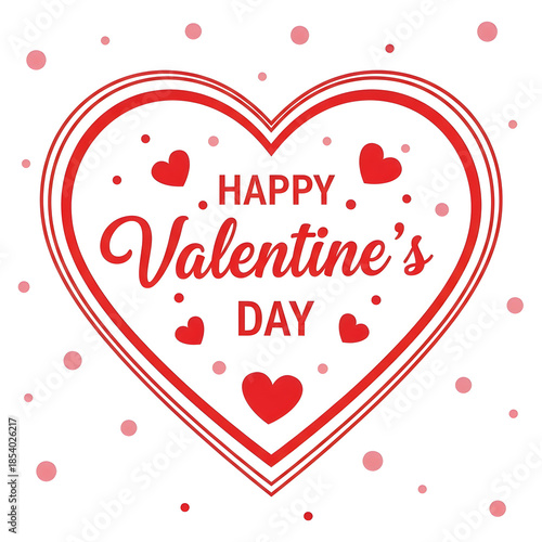 Happy valentine s day greeting card with red hearts