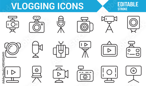 Influencer and video creator icon set
