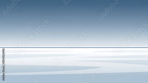 Abstract minimalist winter landscape with a serene horizon line.