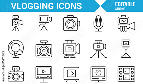 Digital content creator and vlogger outline icon pack
