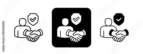 Trust  Solid color and black line drawing vector illustration set