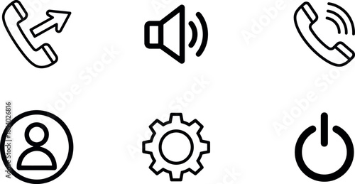Essential communication, control, and user interface line icons collection