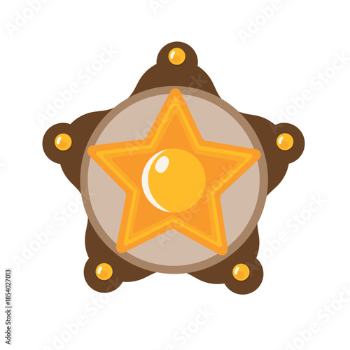Sheriff badge, Wild west. Flat vector clipart, illustration with isolated background.