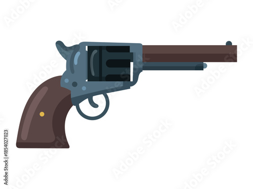 Revolver, Wild west. Flat vector clipart, illustration with isolated background.