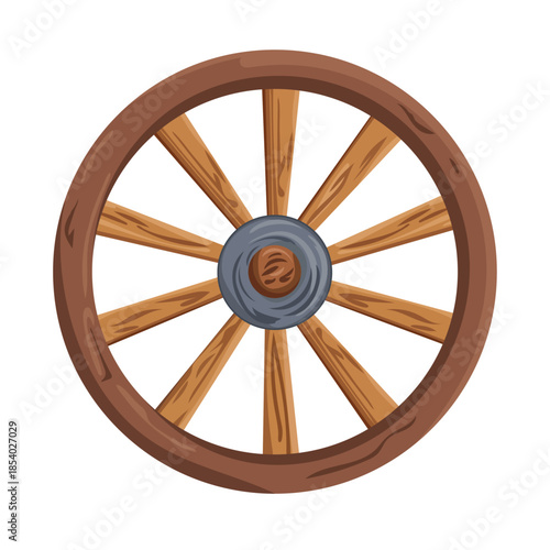 Cartwheel, Wild west. Flat vector clipart, illustration with isolated background.