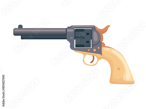 Revolver, Wild west. Flat vector clipart, illustration with isolated background.