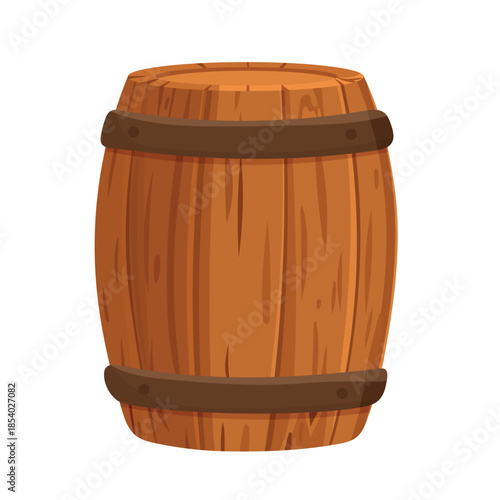 Wooden barrel, Wild west. Flat vector clipart, illustration with isolated background.