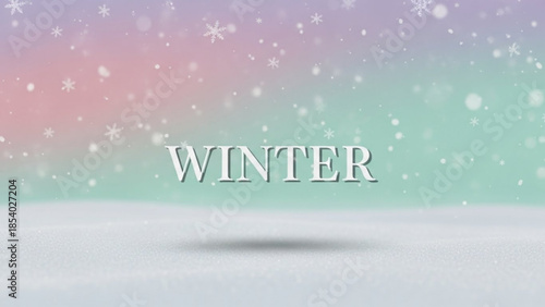 Winter season background with snowflakes and pastel colors gradient