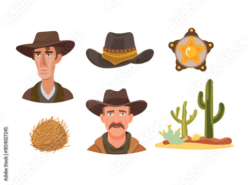 Wild west. Flat vector clipart, illustration with isolated background.