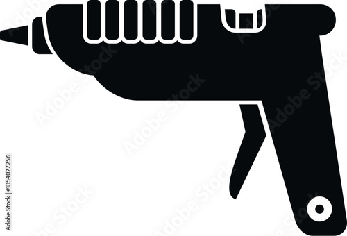 Black silhouette of a hot glue gun representing adhesive tool for crafting and repair