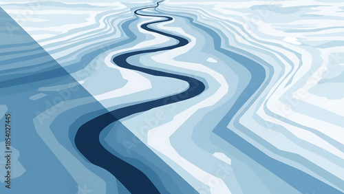 Stylized vector illustration of a winding river path.