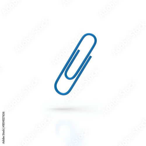 Wallpaper Mural Single blue color paper clip floating on white background. Bright metal stationery tool for office document organization. Realistic business attachment supply for school education paperwork Torontodigital.ca