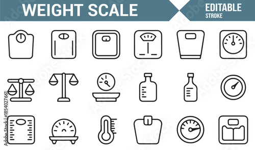 Accurate weighing and balance scale icon collection