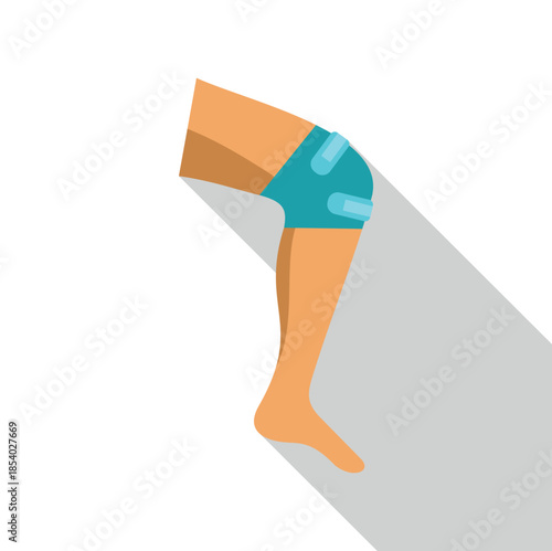 Human leg with knee brace providing medical support and rehabilitation