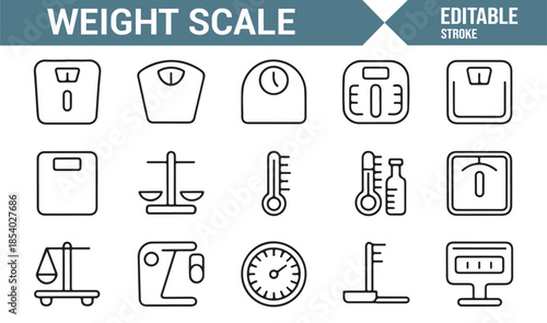 Digital and analog weight scale symbols set