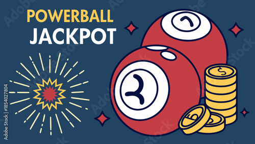 Powerball Jackpot Explosion Vector – Lottery Winning Numbers & Big Prize Concept