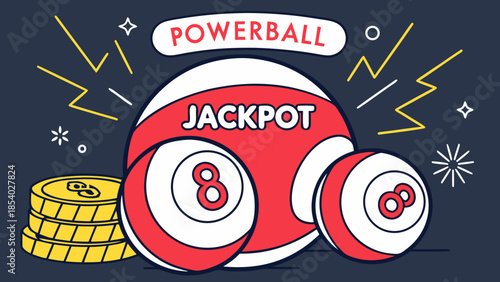 Powerball Jackpot Lottery Vector Illustration – Winning Numbers & Prize Money Concept