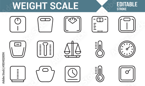 Bathroom and laboratory weight scale symbol collection