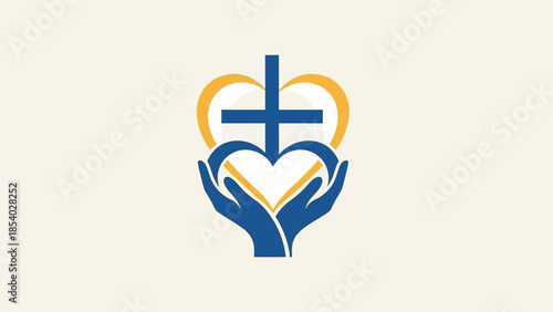 Compassionate hands cradling a heart with a cross