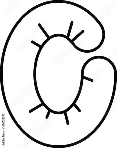 Black line art doodle creating a minimalist abstract human eye and eyelashes