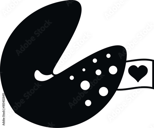 Fortune cookie icon revealing a message with a heart symbol