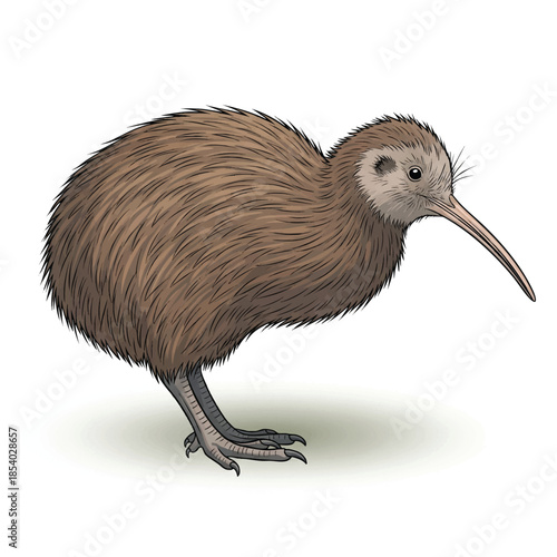 Detailed Illustration of New Zealand Kiwi Bird