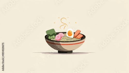 Simple Cartoon Ramen Bowl Illustration