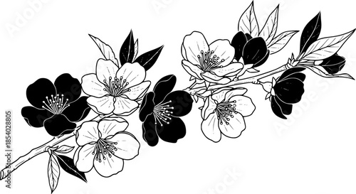 Silver metal rose vines with sharp thorns. Gothic prickly vine elements isolated
