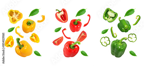 Wallpaper Mural Bell Pepper Variety with Leaves for Fresh Food and Cooking Concept on Transparent Background png Torontodigital.ca
